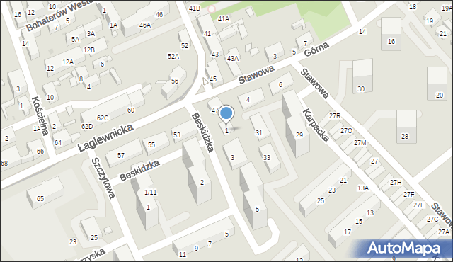 Świętochłowice, Beskidzka, 1, mapa Świętochłowice