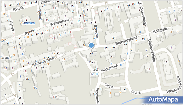 Tarnów, Bernardyńska, 15, mapa Tarnów