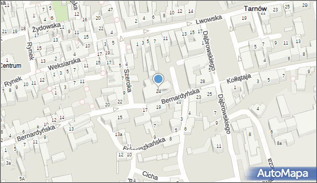 Tarnów, Bernardyńska, 24, mapa Tarnów