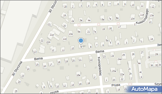Tczew, Bema Józefa, gen., 9, mapa Tczew