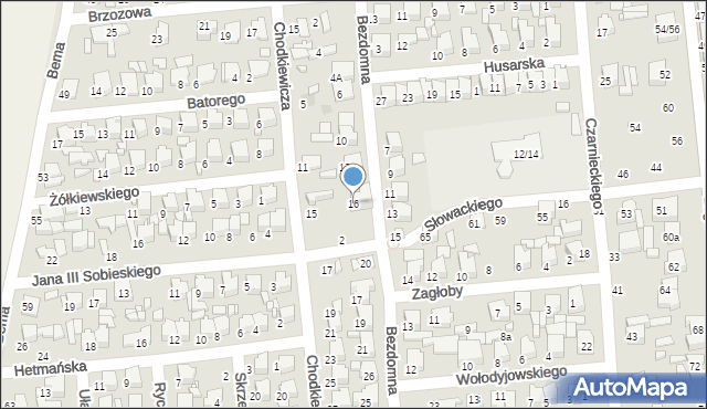 Tomaszów Mazowiecki, Bezdomna, 16, mapa Tomaszów Mazowiecki