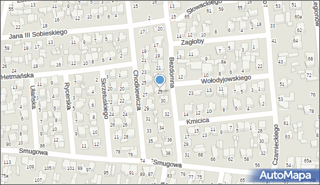 Tomaszów Mazowiecki, Bezdomna, 25, mapa Tomaszów Mazowiecki