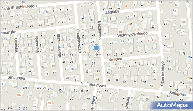Tomaszów Mazowiecki, Bezdomna, 32, mapa Tomaszów Mazowiecki