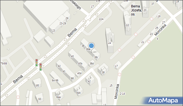 Toruń, Bema Józefa, gen., 38b, mapa Torunia
