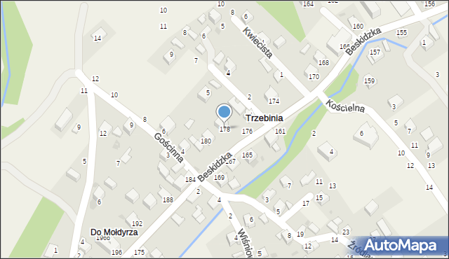 Trzebinia, Beskidzka, 178, mapa Trzebinia