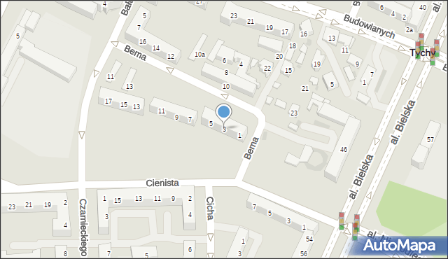 Tychy, Bema Józefa, gen., 3, mapa Tychów