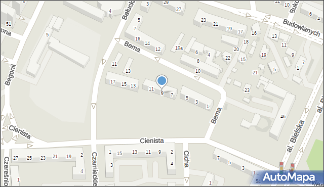 Tychy, Bema Józefa, gen., 9, mapa Tychów