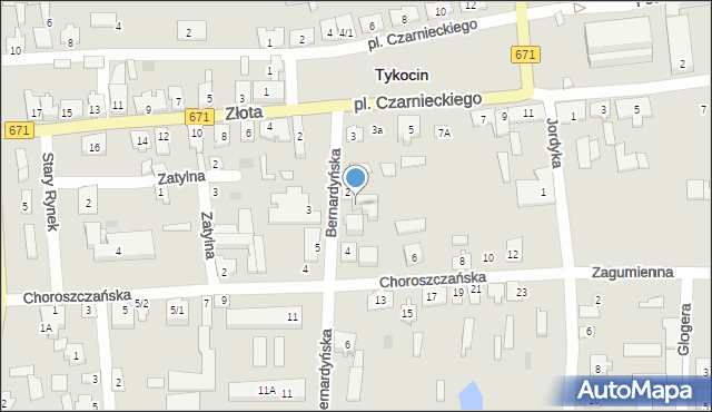 Tykocin, Bernardyńska, 2A, mapa Tykocin