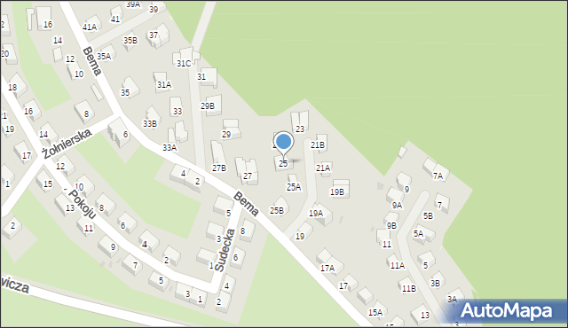 Wałbrzych, Bema Józefa, gen., 25, mapa Wałbrzycha