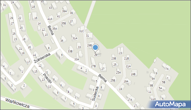 Wałbrzych, Bema Józefa, gen., 29, mapa Wałbrzycha