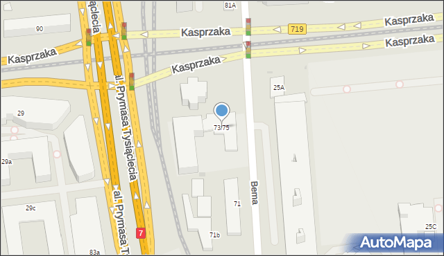 Warszawa, Bema Józefa, gen., 73/75, mapa Warszawy
