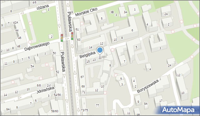 Warszawa, Belgijska, 11, mapa Warszawy