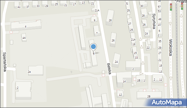 Warszawa, Bełska, 5, mapa Warszawy