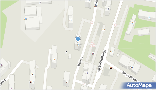 Warszawa, Bełdan, 9, mapa Warszawy