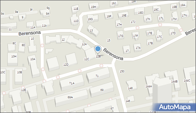 Warszawa, Berensona Leona, 12B, mapa Warszawy
