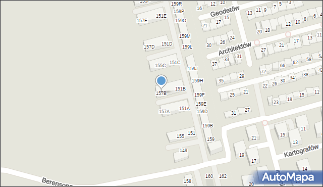 Warszawa, Berensona Leona, 157B, mapa Warszawy