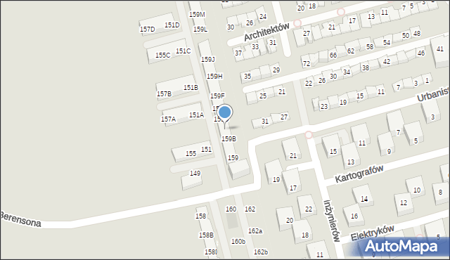 Warszawa, Berensona Leona, 159C, mapa Warszawy