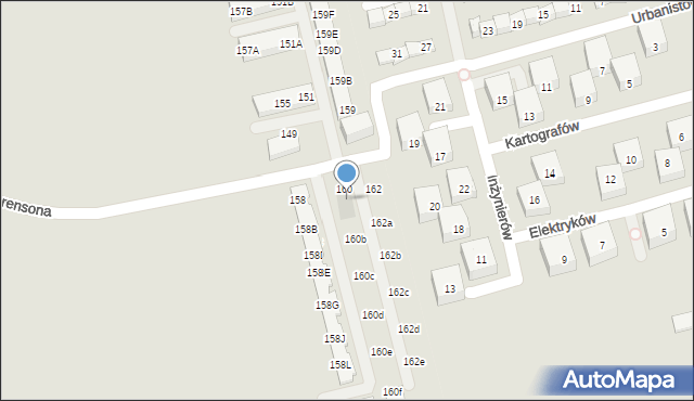 Warszawa, Berensona Leona, 160a, mapa Warszawy