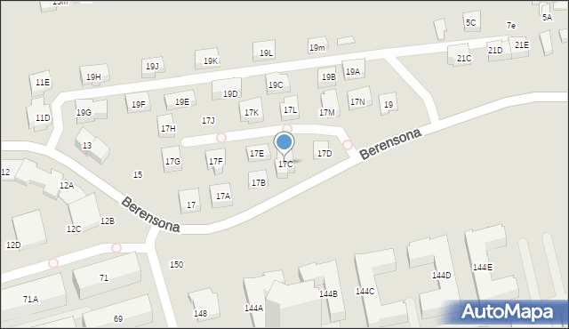 Warszawa, Berensona Leona, 17C, mapa Warszawy