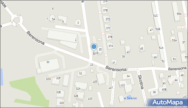 Warszawa, Berensona Leona, 33, mapa Warszawy