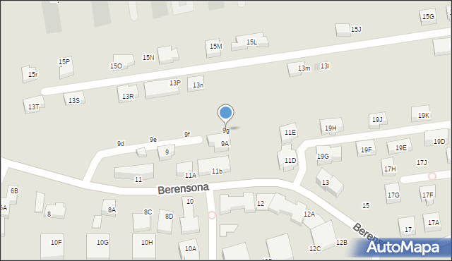 Warszawa, Berensona Leona, 9g, mapa Warszawy