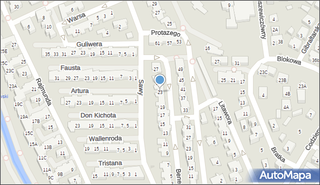 Warszawa, Benedykta, 23, mapa Warszawy