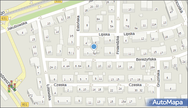 Warszawa, Berezyńska, 7A, mapa Warszawy