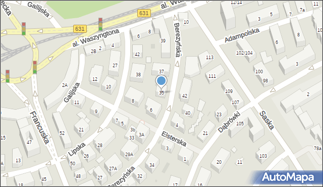 Warszawa, Berezyńska, 35, mapa Warszawy