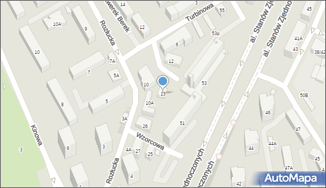 Warszawa, Bełchatowska, 13, mapa Warszawy