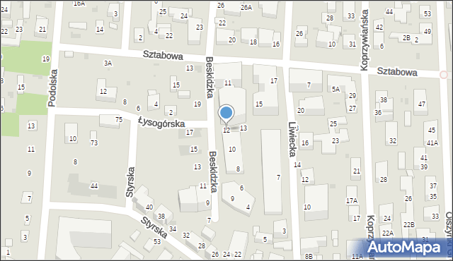 Warszawa, Beskidzka, 12, mapa Warszawy