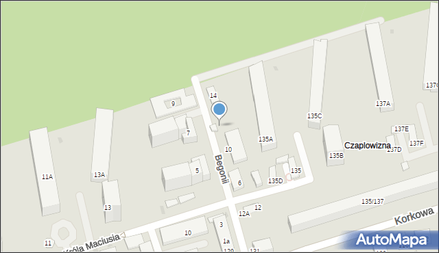 Warszawa, Begonii, 12, mapa Warszawy