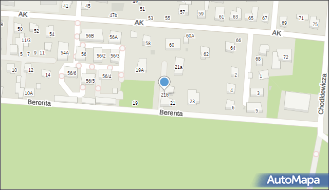 Warszawa, Berenta Stefana, 21b, mapa Warszawy