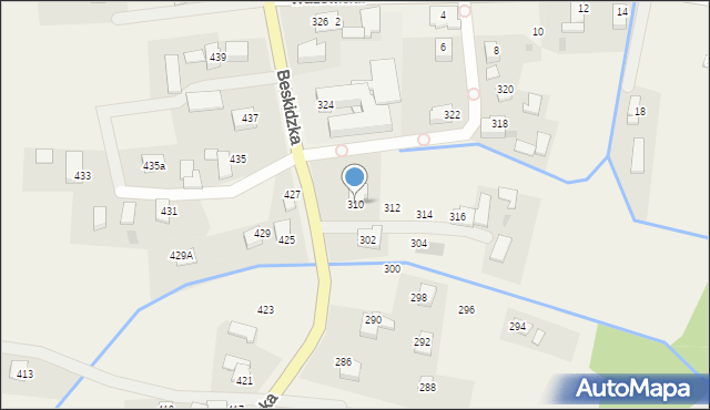 Wieprz, Beskidzka, 310, mapa Wieprz