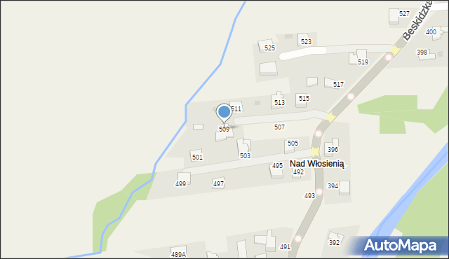 Wieprz, Beskidzka, 509, mapa Wieprz