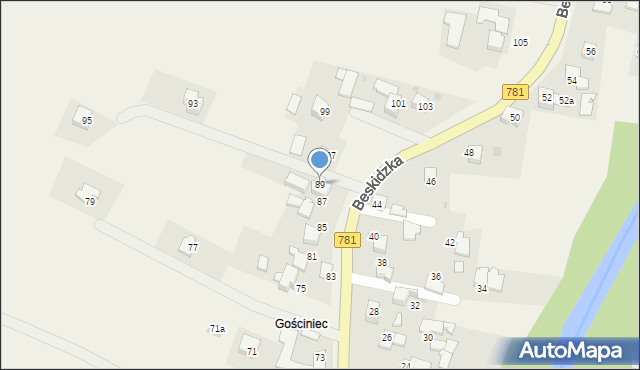 Wieprz, Beskidzka, 89, mapa Wieprz