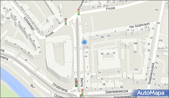 Wrocław, Bema Józefa, gen., 13a, mapa Wrocławia