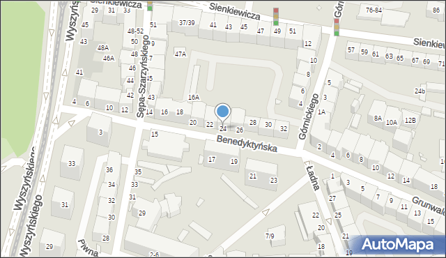 Wrocław, Benedyktyńska, 24, mapa Wrocławia