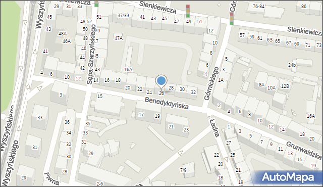 Wrocław, Benedyktyńska, 26, mapa Wrocławia
