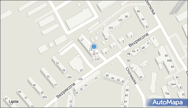 Wrocław, Bezpieczna, 11, mapa Wrocławia