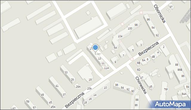 Wrocław, Bezpieczna, 15, mapa Wrocławia