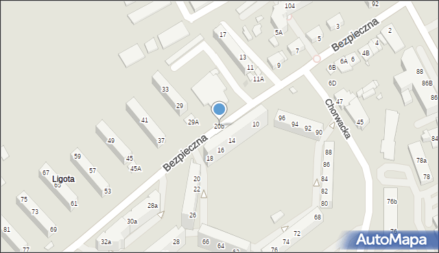 Wrocław, Bezpieczna, 20b, mapa Wrocławia