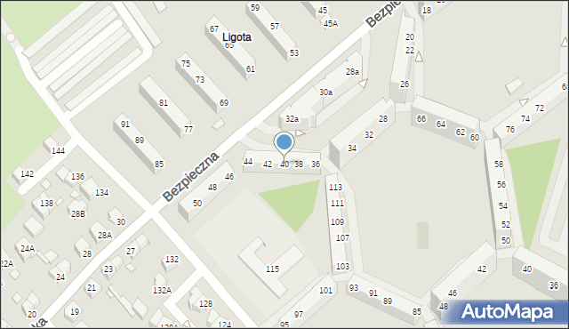 Wrocław, Bezpieczna, 40, mapa Wrocławia