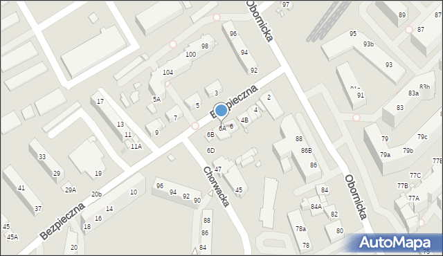 Wrocław, Bezpieczna, 6A, mapa Wrocławia