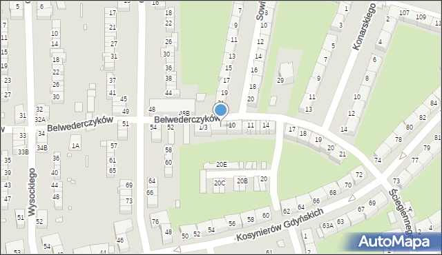 Wrocław, Belwederczyków, 4/6, mapa Wrocławia