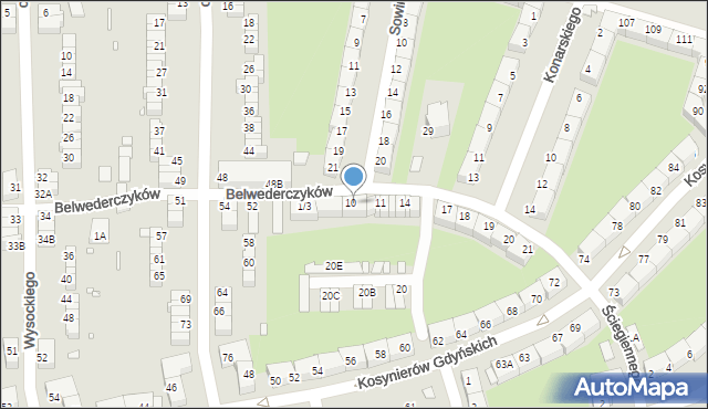 Wrocław, Belwederczyków, 7/9, mapa Wrocławia