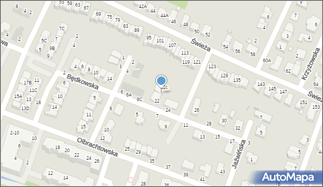 Wrocław, Będkowska, 22b, mapa Wrocławia