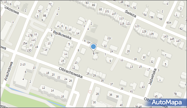 Wrocław, Będkowska, 5, mapa Wrocławia