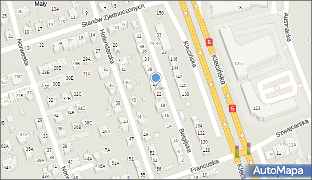 Wrocław, Belgijska, 24, mapa Wrocławia