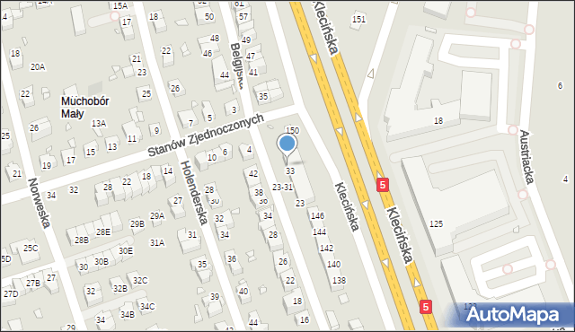 Wrocław, Belgijska, 33A, mapa Wrocławia