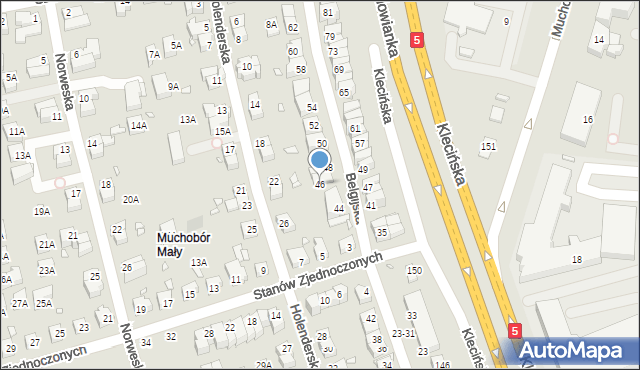 Wrocław, Belgijska, 46, mapa Wrocławia